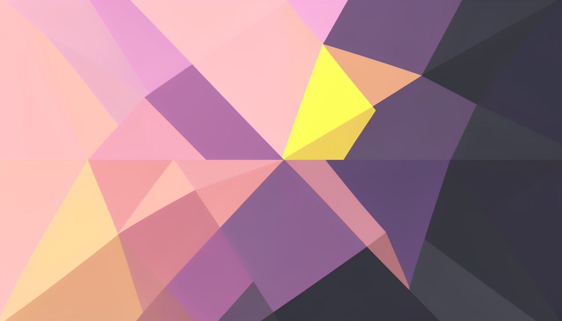A low-poly faceted geometric abstract in soft rose, violet, and charcoal, with interlocking triangular planes suggesting the layered complexity of storytelling.
