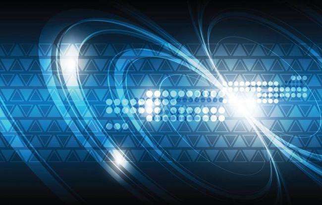 An abstract blue digital background with glowing lines, dots, and geometric patterns, evoking a futuristic literary-tech mood.